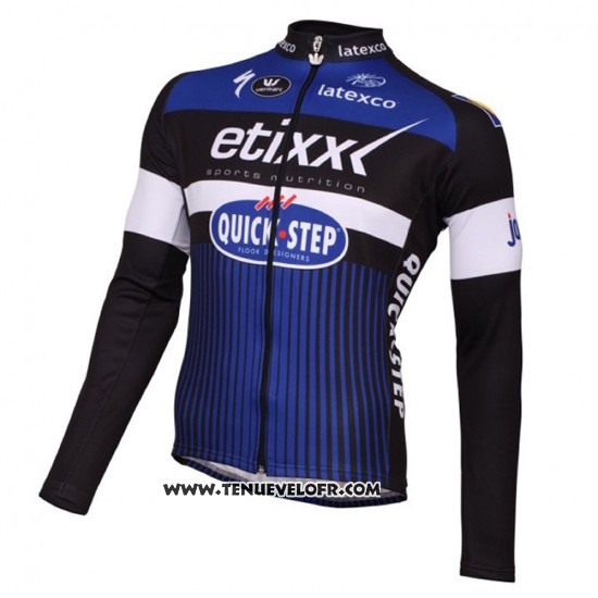 2016 Maillot Ciclismo Etixx Quick Step Bleu et Noir Manches Longues et Cuissard